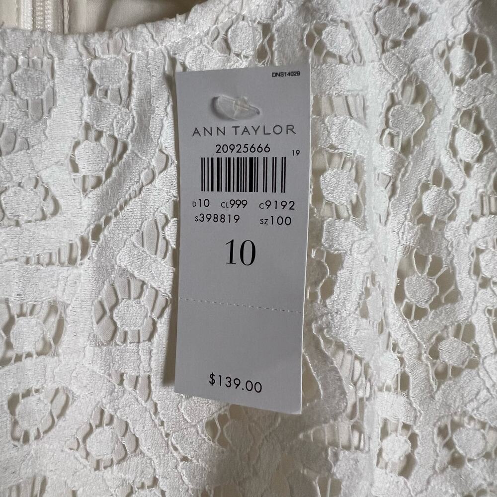 Ann Taylor White Lace Short Sleeve Round Neck Shift Mini Dress Size 10 - Picture 10 of 12